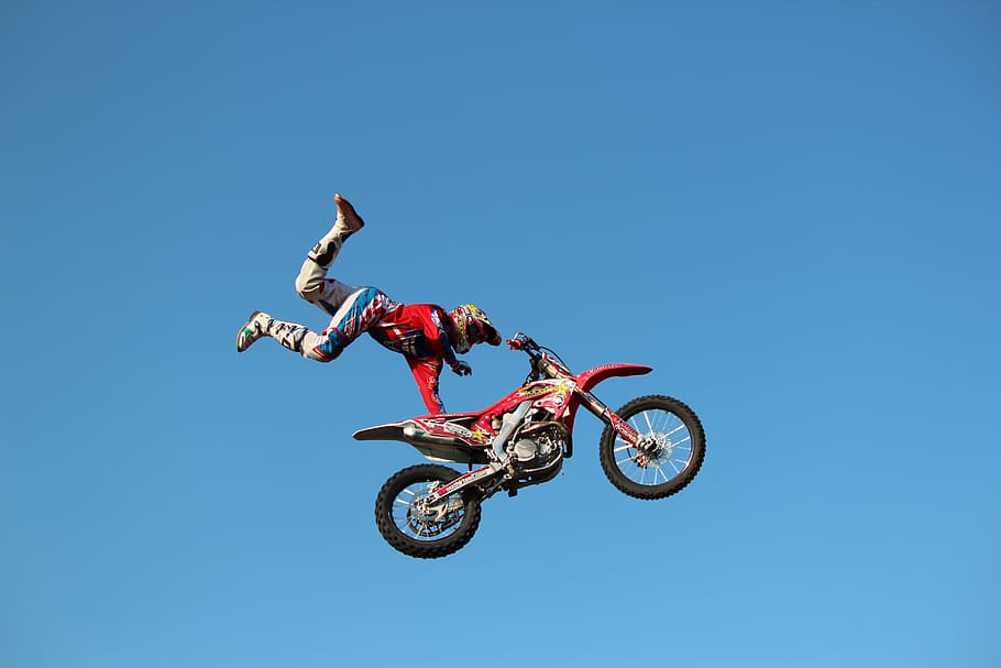 dirt jump bike in mid-air