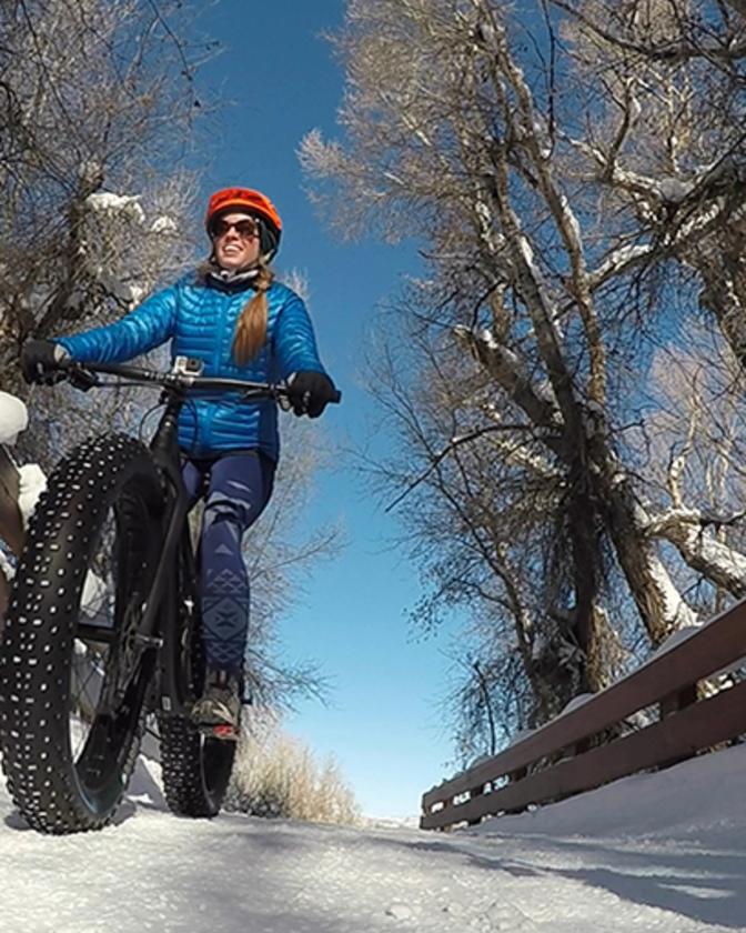 fat tire bike on a snowy trail