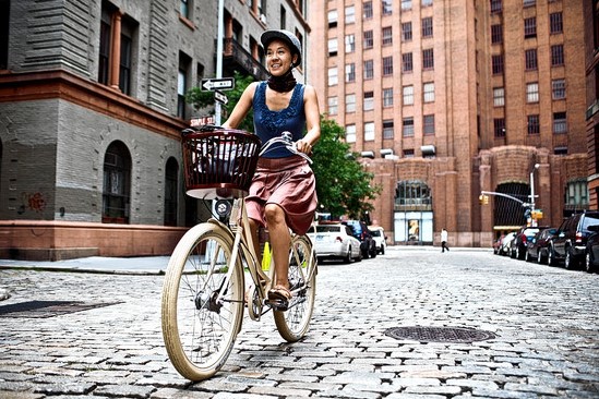 retro bike on a city street