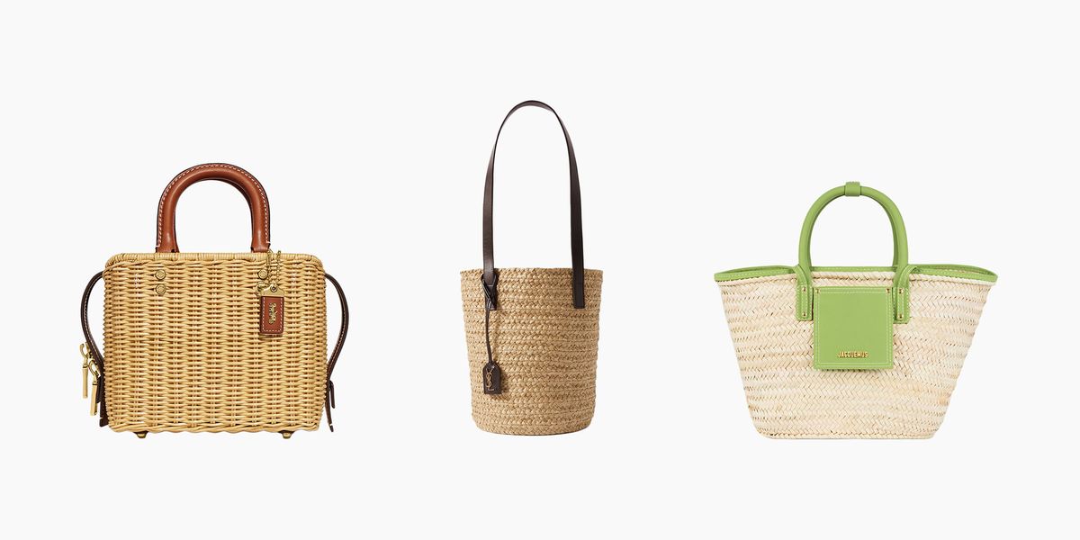 selection of basket bags in different colors and styles