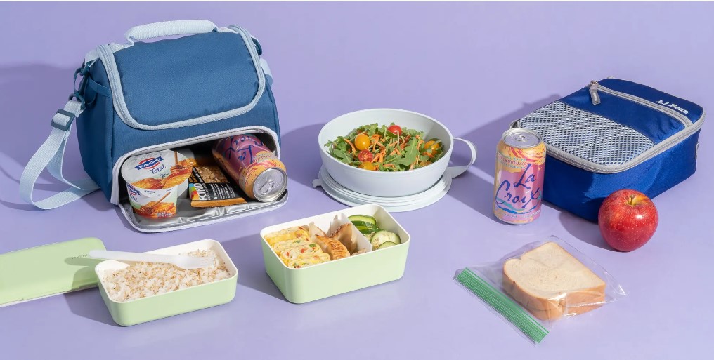 selection of lunch bags in different colors and styles
