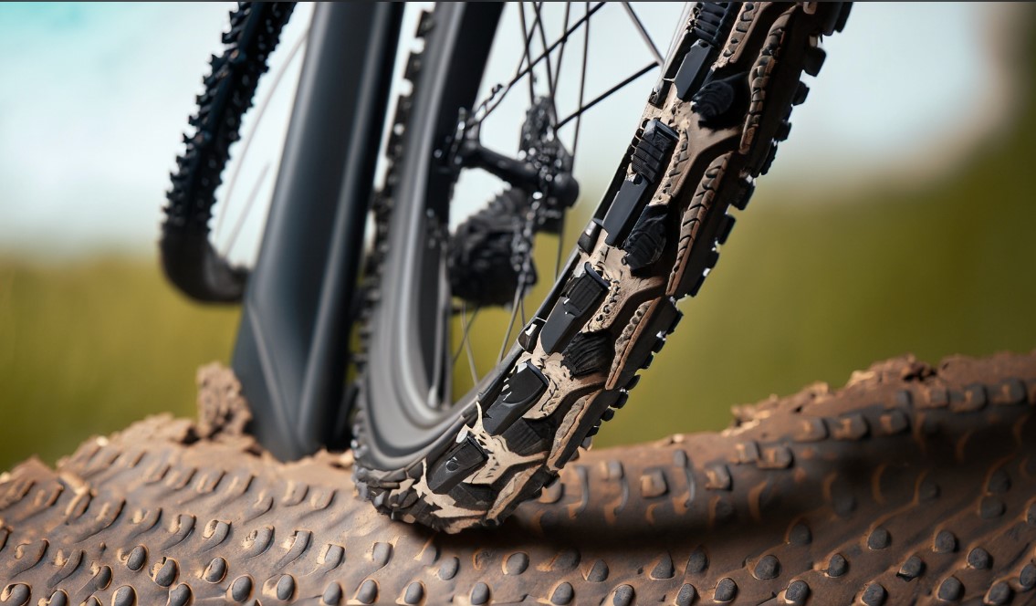 selection of mountain bike tires in different colors and patterns