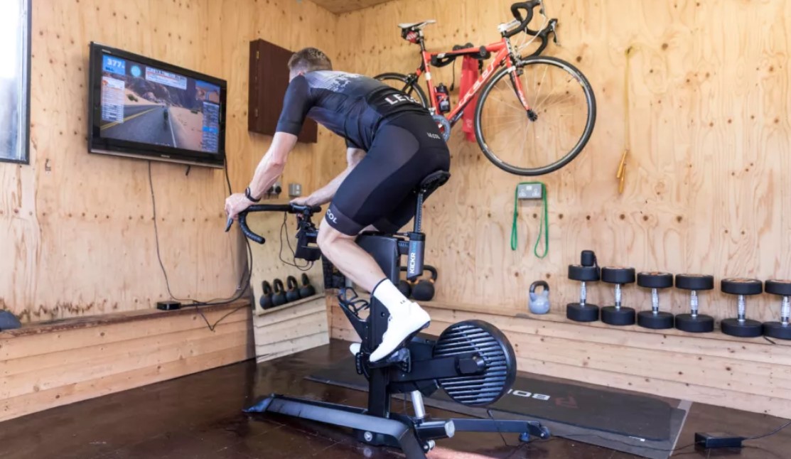 smart bike trainer with a digital display